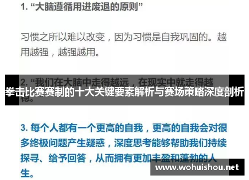 拳击比赛赛制的十大关键要素解析与赛场策略深度剖析